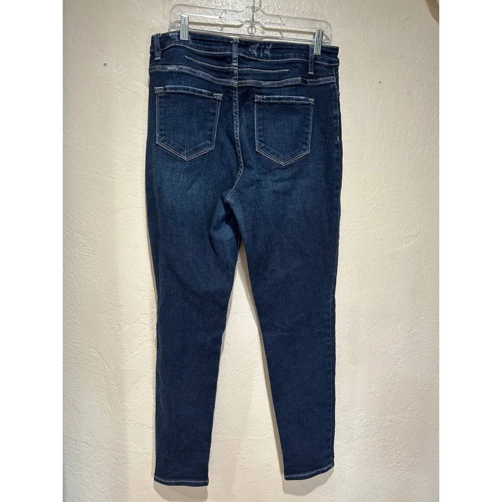 KanCan Womens High Rise‎ Button Fly Skinny Jeans Dark Wash Distressed Size 31